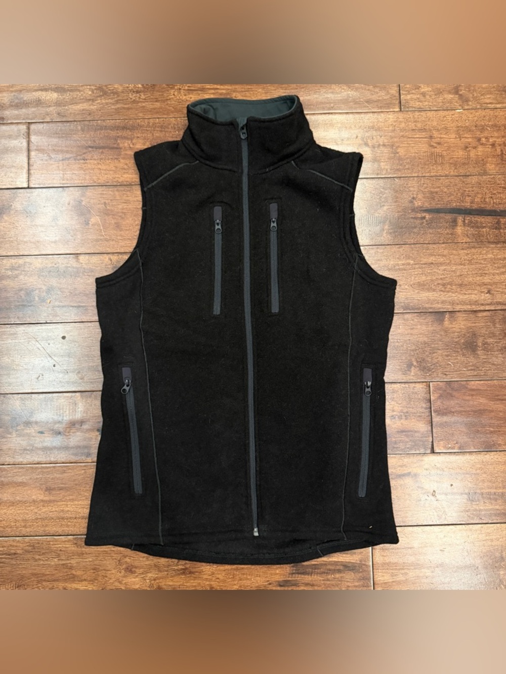 Kuhl Vest Mens Small S Black Interceptr Full Zip Outdoor Hiking Utility Pockets